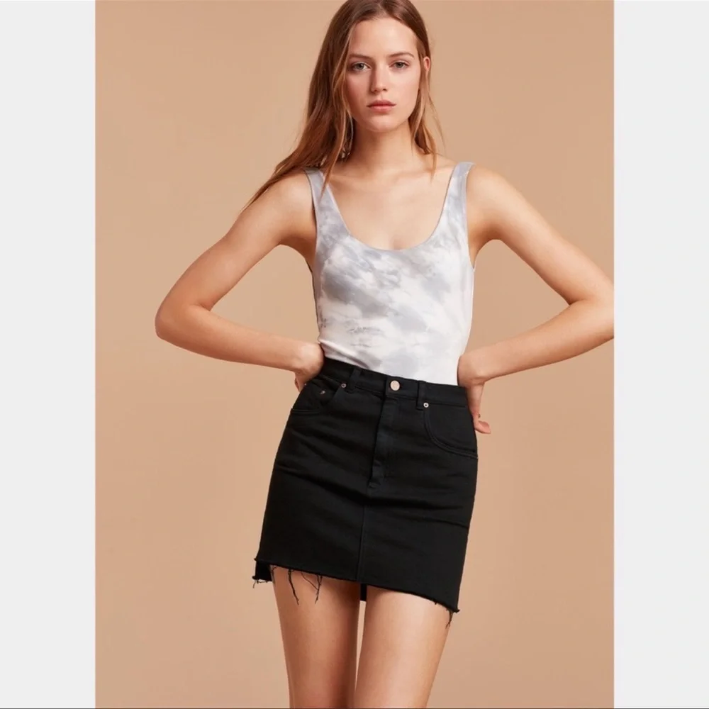 Wilfred Free‎ Tanit Denim Skirt Faded Black Raw Hem